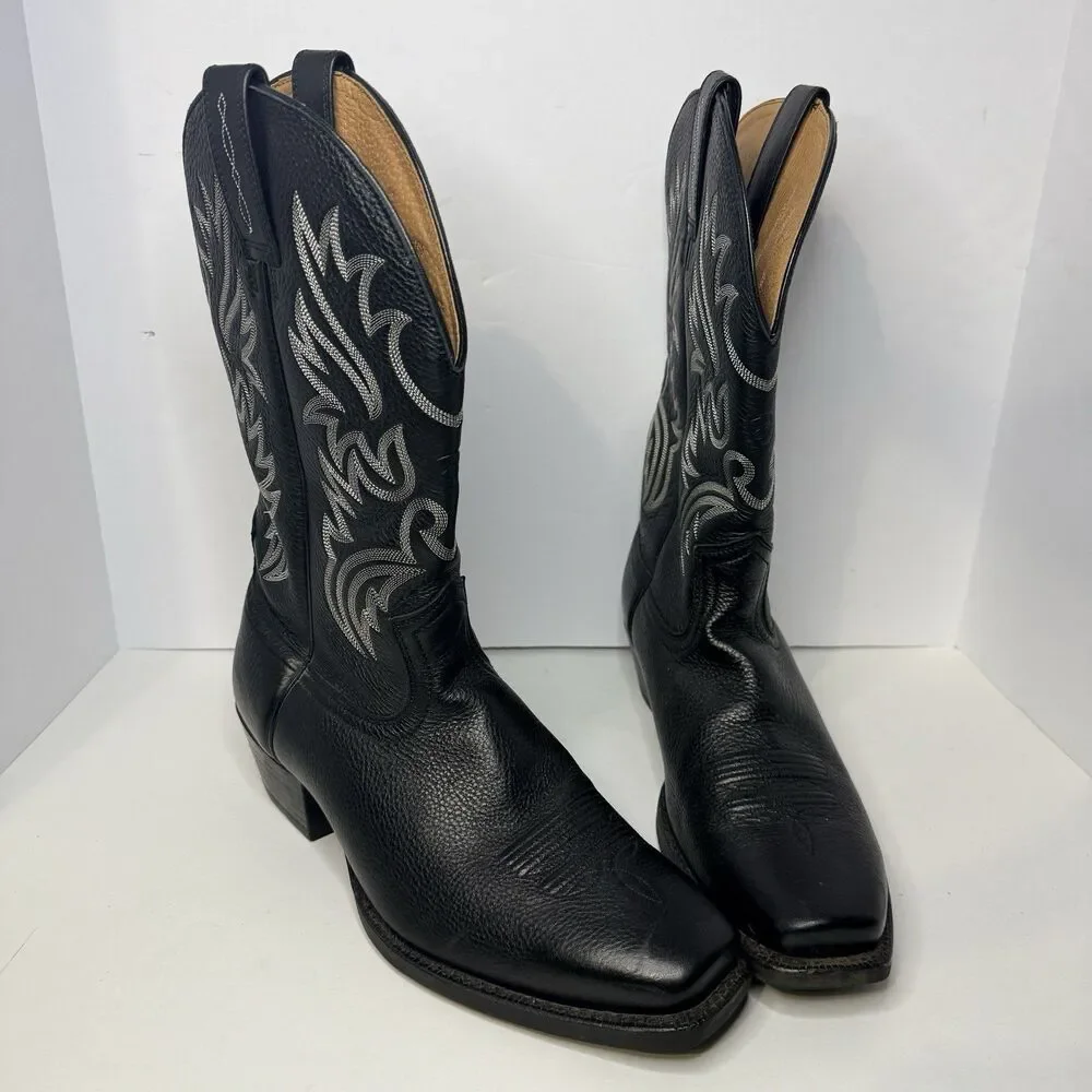 Ariat Sport Western Wide Square Toe Black Deertan Boots Men's Size 13 EE